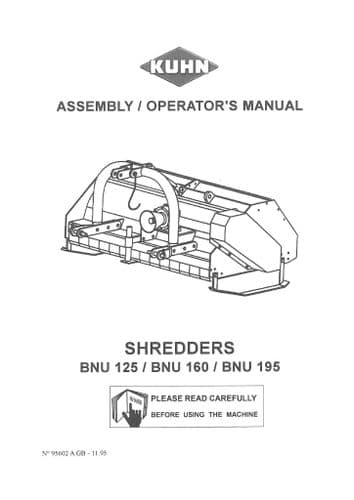 Kuhn Shredder BNU125 BNU160 BNU195 Operators Manual