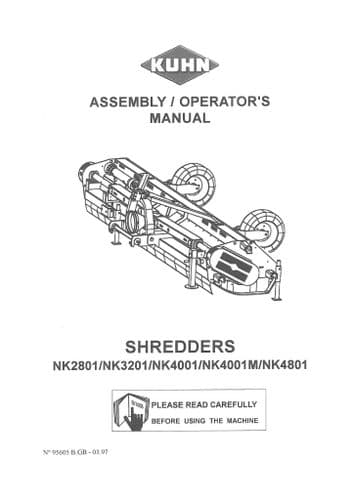 Kuhn Shredder NK2801 NK3201 NK4001 NK4001M NK1801 Operators Manual