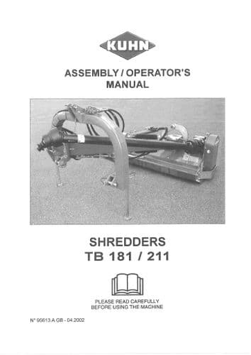 Kuhn Shredder TB181 TB211 Operators Manual