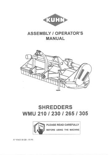 Kuhn Shredder WMU210 WMU230 WMU265 WMU305 Operators Manual