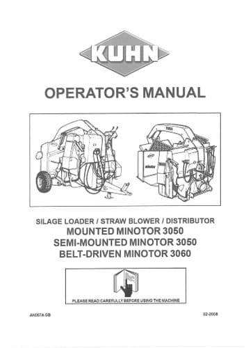Kuhn Silage Loader Straw Blower Distributor Minotor 3050 Operators Manual
