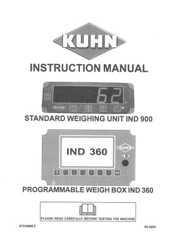 Kuhn Standard Weighing Unit Ind 900 Programmable Weigh Box Ind 360 Operators Manual