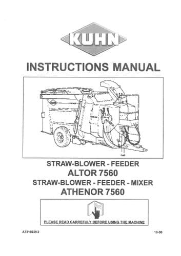 Kuhn Straw-Blower Feeder Altor 7560 Mixer 7560 Operators Manual