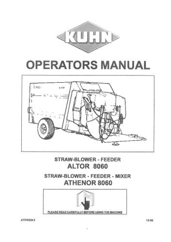 Kuhn Straw-Blower Feeder Altor 8060 Mixer 8060 Operators Manual