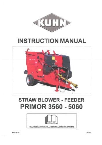 Kuhn Straw Blower Feeder Primor 3560 & 5060 Operators Manuals