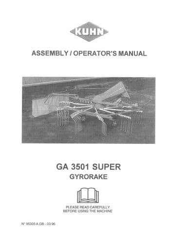 Kuhn Super Gyrorake GA3501 Operators Manual