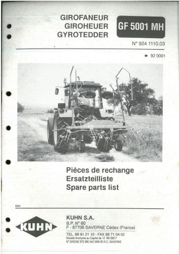 Kuhn Tedder Gyrotedder GF5001MH Parts Manual
