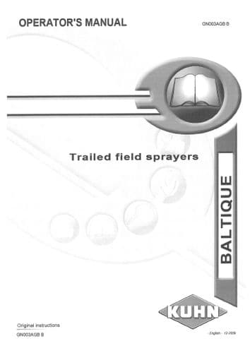 Kuhn Trailed Field Sprayer Baltique Operators Manual