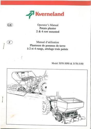 Kverneland 2 & 4 Row Potato Planter - Model 3070 3075 3080 3085 3090 3170 3175 3180 3185 3190