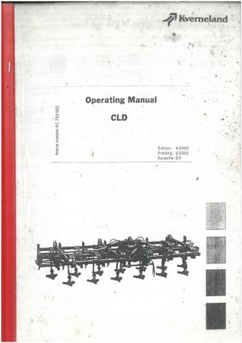 Kverneland Cultivator Model CLD Operators Manual