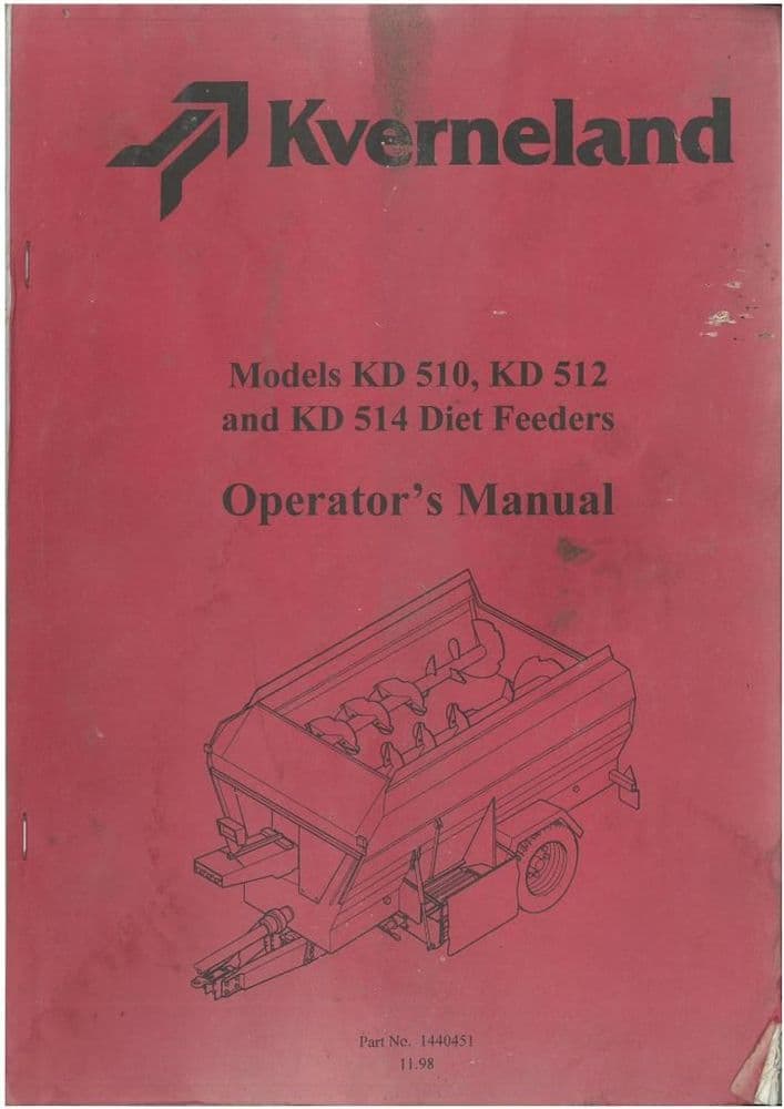 Kverneland Diet Feeder Wagon - Models KD510 KD512 KD514 Operators ...