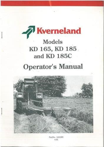 Kverneland Mower KD165 KD185 & KD185C Operators Manual