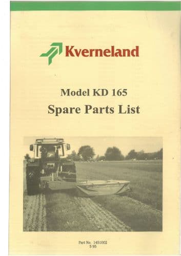 Kverneland Mower KD165 Parts Manual