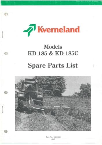 Kverneland Mower KD185 & KD185C Parts Manual - KD 185 185C