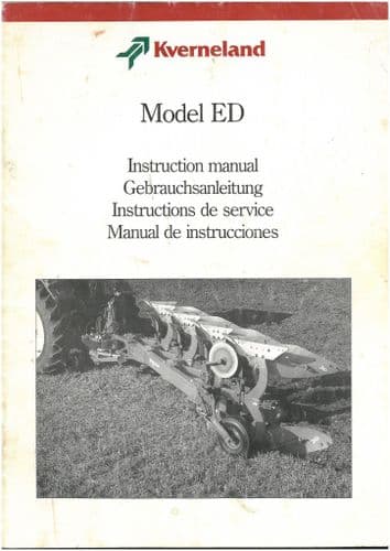 Kverneland Plough Model ED Operators Manual