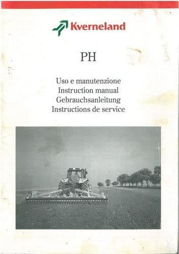 Kverneland Power Harrow PH7 PH9 PH13 PH18 PH25 Operators Manual