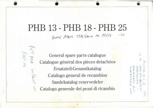Kverneland Power Harrow PHB250 PH300 PHB400 PHB450 PHB600 - 13, 18 & 25 Parts Manual