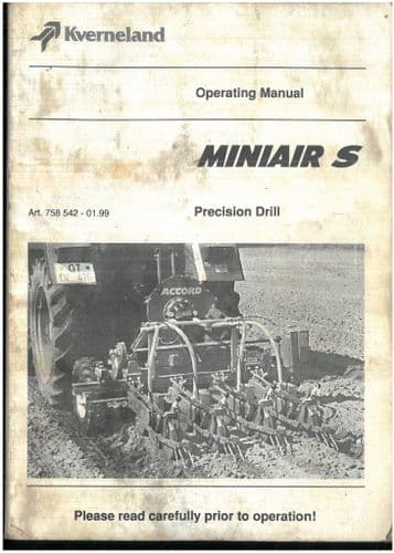 Kverneland Precision Seed Drill MiniAir S Operators Manual