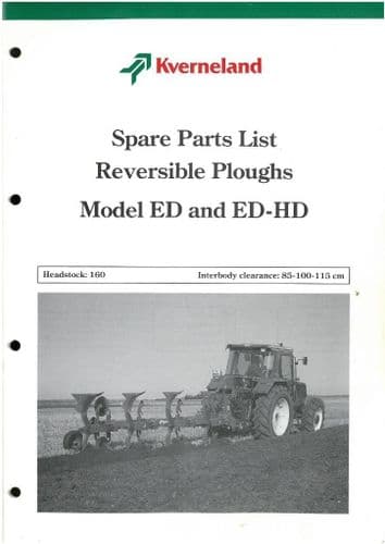 Kverneland Reversible Plough - Model ED and ED-HD Parts Manual