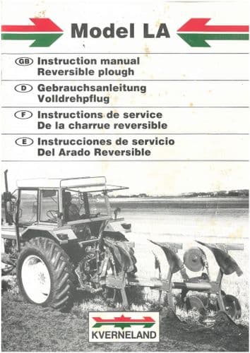 Kverneland Reversible Plough Model LA Operators Manual