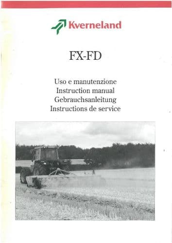Kverneland Rotor Cutter Mulcher Pulveriser - Models FX & FD Operators Manual