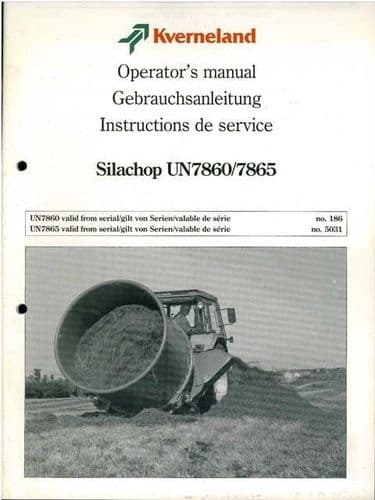 Kverneland Silachop 7860 7865 Operators Manual