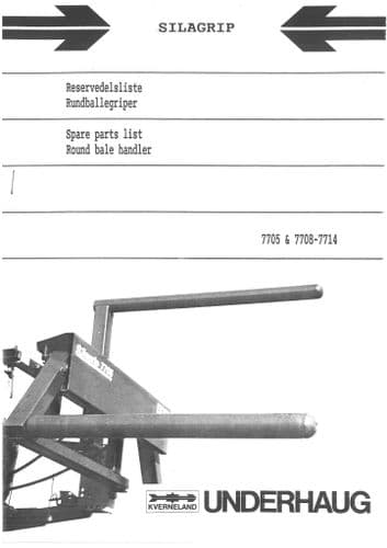 Kverneland Silagrip Bale Handler - Models 7705 7708-7714 Operators Manual