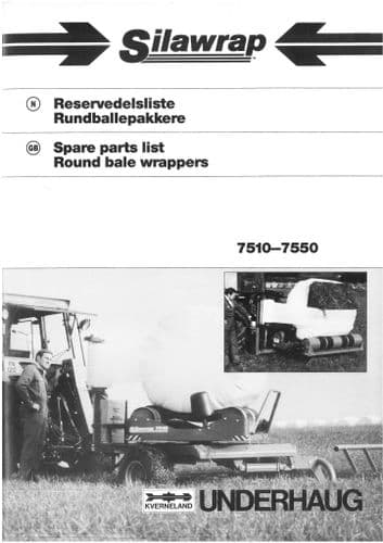 Kverneland Silawrap Bale Wrapper - Models 7510 7550 Spare Parts List