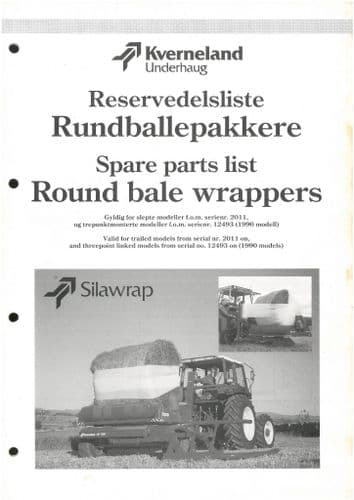 Kverneland Silawrap Round Bale Wrapper Parts Manual - Trailed Models - ORIGINAL