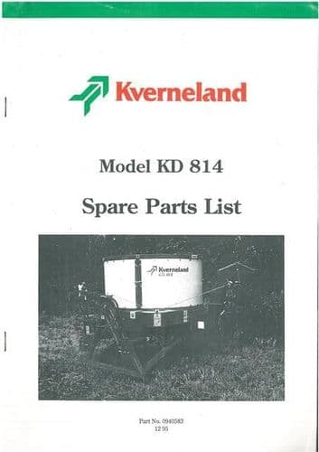 Kverneland Straw Chopper - Model KD814 Parts Manual