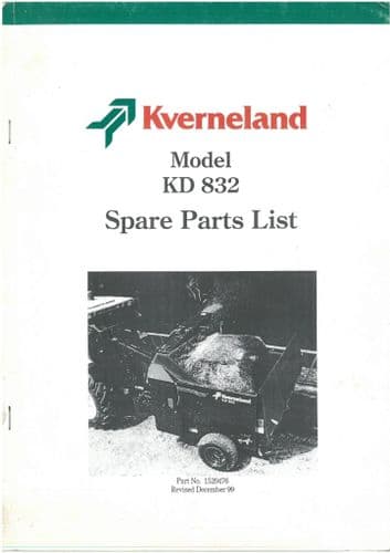 Kverneland Straw Chopper - Model KD832 Parts Manual - KD 832