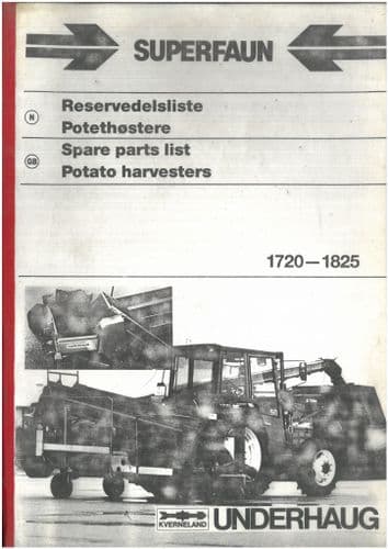 Kverneland Superfaun Single Row Potato Harvester UN1720 UN1723 UN1724 UN1725 Parts Manual - ORIGINAL
