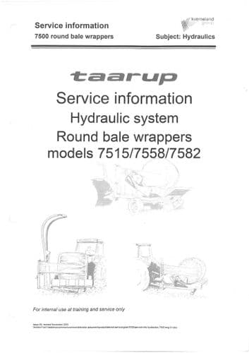 Kverneland Taarup Bale Wrapper 7515 7558 7582 Hydraulic & Electronics Workshop Service Manual