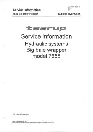 Kverneland Taarup Bale Wrapper 7655 Hydraulic System Workshop Service Manual