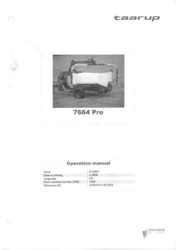 Kverneland Taarup Bale Wrapper 7664 Pro Operators Manual