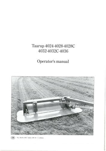 Kverneland Taarup Mower 4024 4028 4028C 4032 4032C 4036 Operators Manual