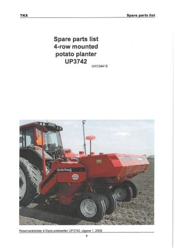 Kverneland Underhaug Four Row Mounted Potato Planter UN3742 Operators Manual