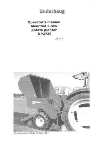 Kverneland Underhaug Four Row Mounted Potato Planter UN3742 Operators Manual