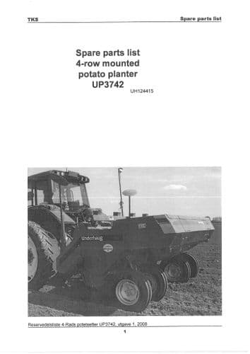 Kverneland Underhaug Four Row Potato Planter UP3742 Parts Manual