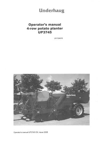 Kverneland Underhaug Four Row Potato Planter UP3745 Operators Manual