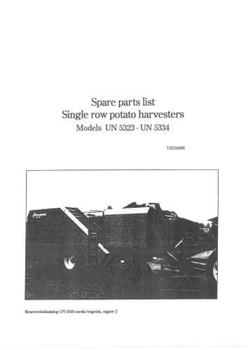 Kverneland Underhaug Single Row Potato Planter UN5323 - UN5334 Parts Manual