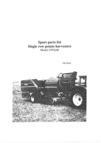 Kverneland Underhaug Single Row Potato Planter UN5640 Parts Manual