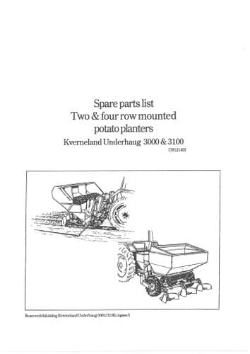 Kverneland Underhaug Two & Four Row Mounted Potato Planter UN3000 & UN3100 Parts Manual
