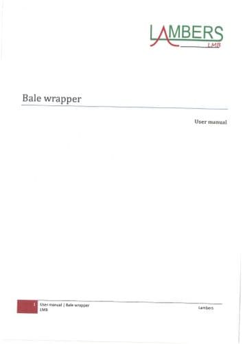 Lambers Bale Wrapper 2301 Operators Manual
