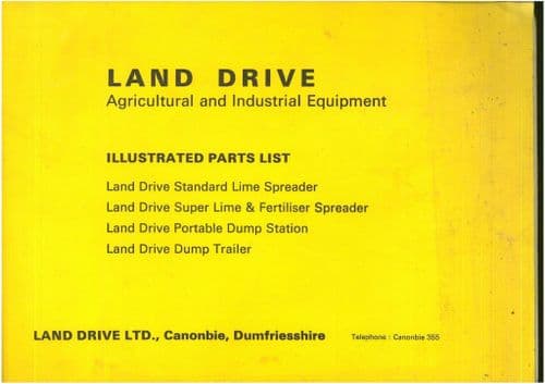 Land Drive Lime and Fertiliser Spreader, Portable Dump Spreader & Dump Trailer Parts Manual