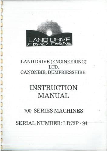 Land Drive Lime and Fertiliser Spreader700 Series Operators Manual