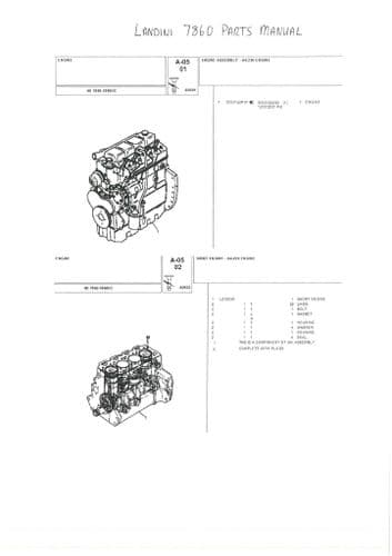 Landini Tractor 7860 Parts Manual