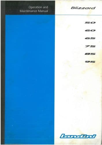 Landini Tractor Blizzard  50 60 65 75 85 95 Operators Manual