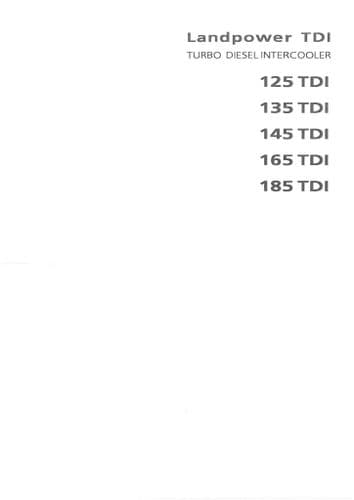 Landini Tractor Landpower 125TDI 135TDI 145TDI 165TDI 185TDI Operators Manual 135 145 165 185 TDI