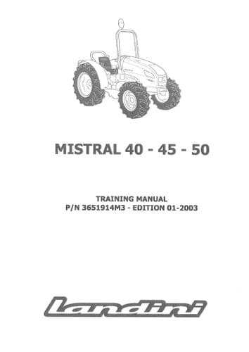 Landini Tractor Mistral 40 45 50 Service Training Manual